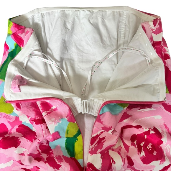 Lilly Pulitzer Strapless Pink Rose Floral Silk Cotton Dress 10 T26 - Picture 7 of 10